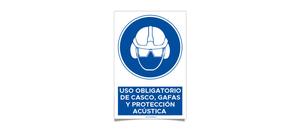 Uso Obligatorio de Casco Gafas y Proteccion Acustica