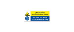 Atencion Proyeccion de Particulas Uso Obligatorio de Pantalla Protectora
